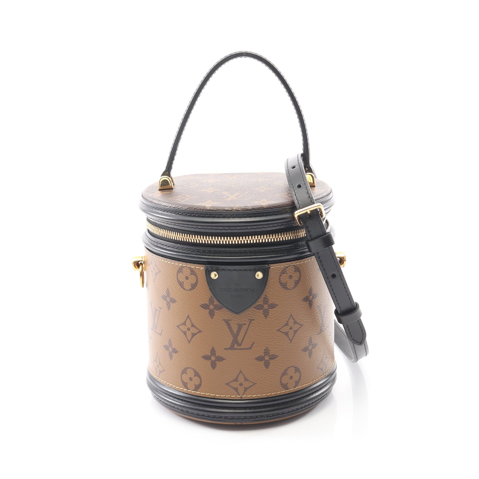 カンヌ モノグラムリバース ハンドバッグ バニティバッグ PVC レザー ブラウン ブラック 2WAY ルイヴィトン バッグ LOUIS VUITTON