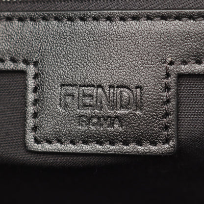 FFジャカード ハンドバッグ トートバッグ キャンバス レザー ブラック ダークグレー 2WAY フェンディ バッグ FENDI