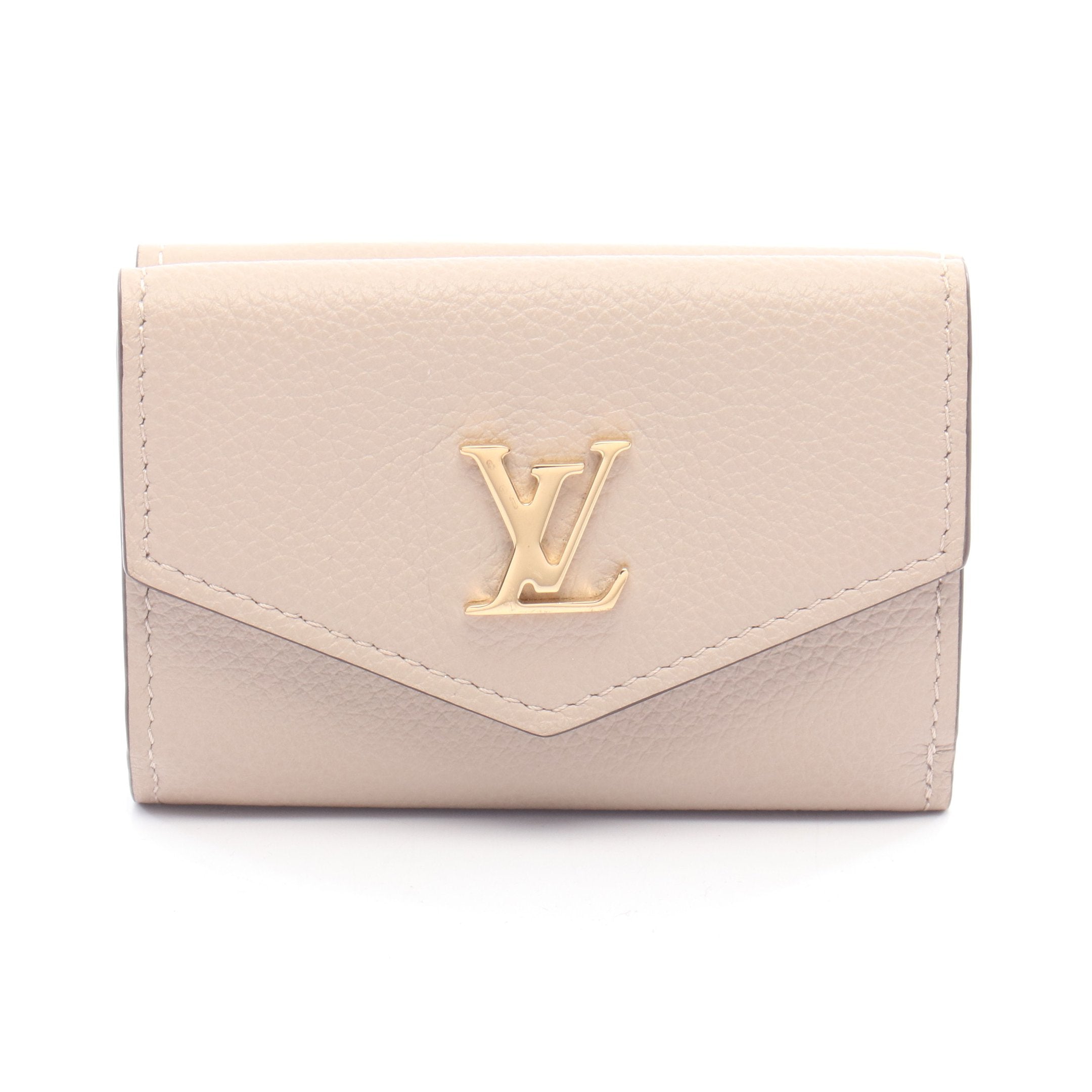 Louis Vuitton ベージュ ポルトフォイユロック ミニ三つ折り財布 ポルトフォイユ ロックミニ グレージュ 三つ折り財布 レザー グレー