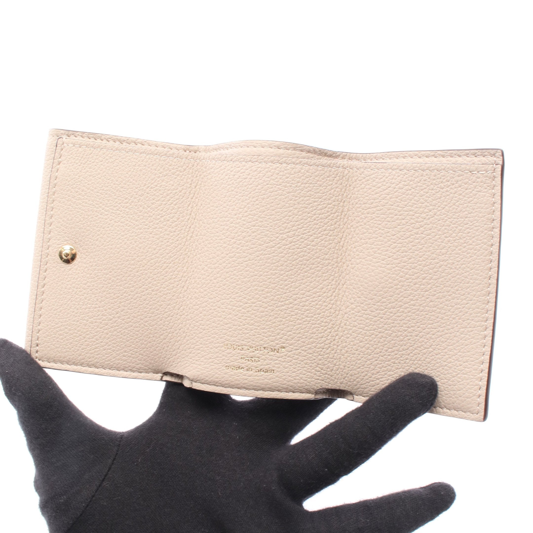Louis Vuitton ベージュ ポルトフォイユロック ミニ三つ折り財布 超極美品】ルイヴィトン ポルトフォイユ ロックミニ 三つ折財布