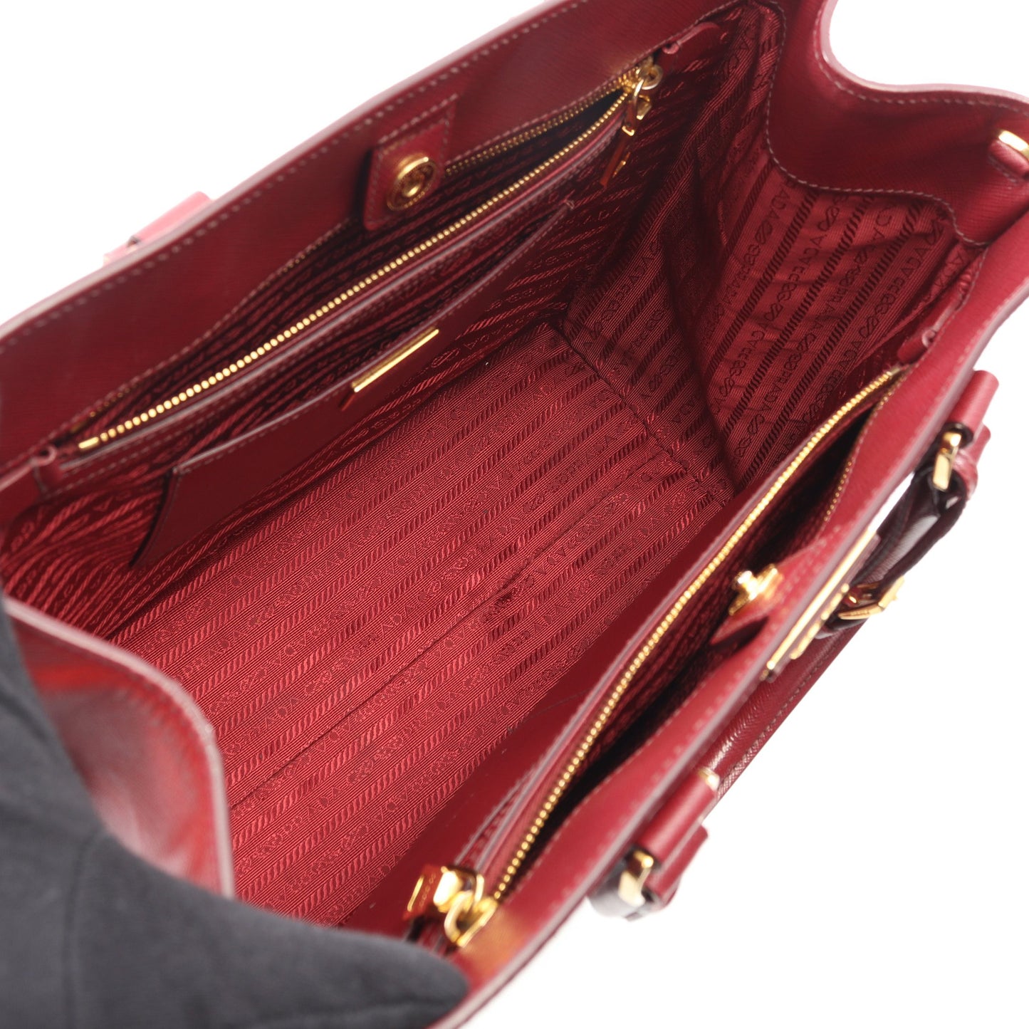 トライアングルロゴ ハンドバッグ サフィアーノレザー ボルドー レッド 2WAY プラダ バッグ PRADA