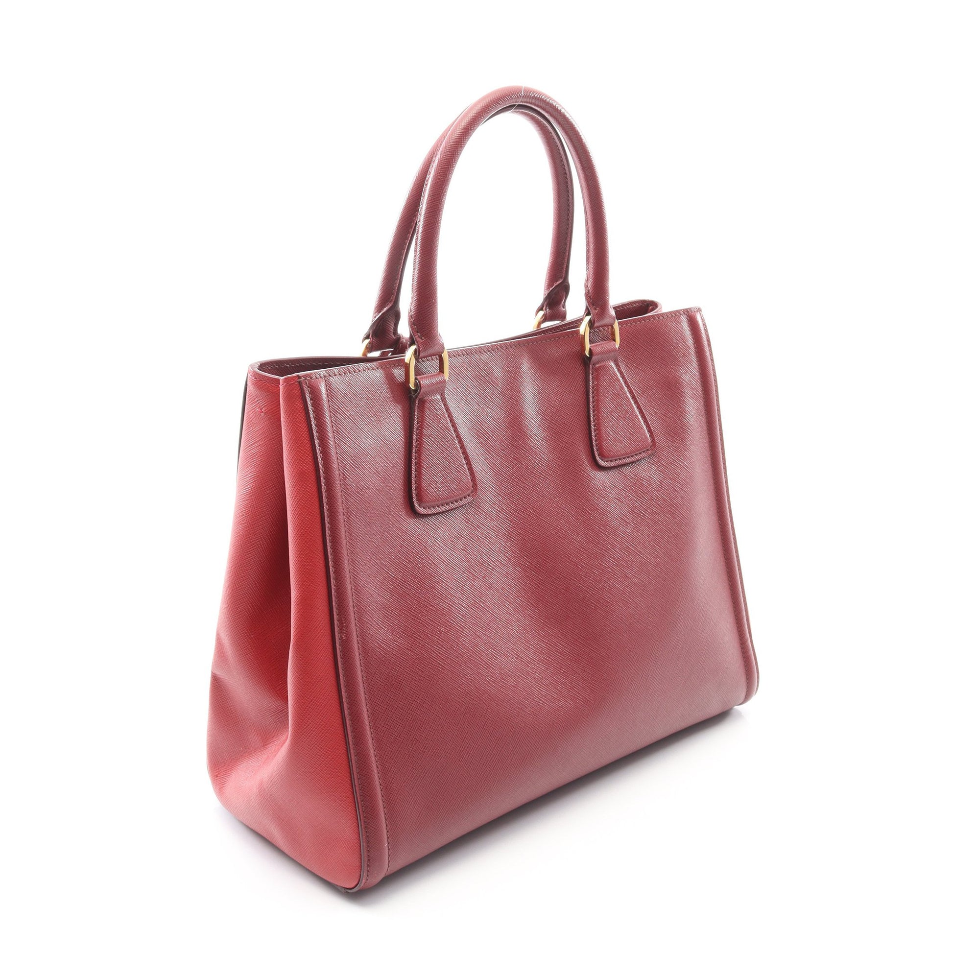 トライアングルロゴ ハンドバッグ サフィアーノレザー ボルドー レッド 2WAY プラダ バッグ PRADA