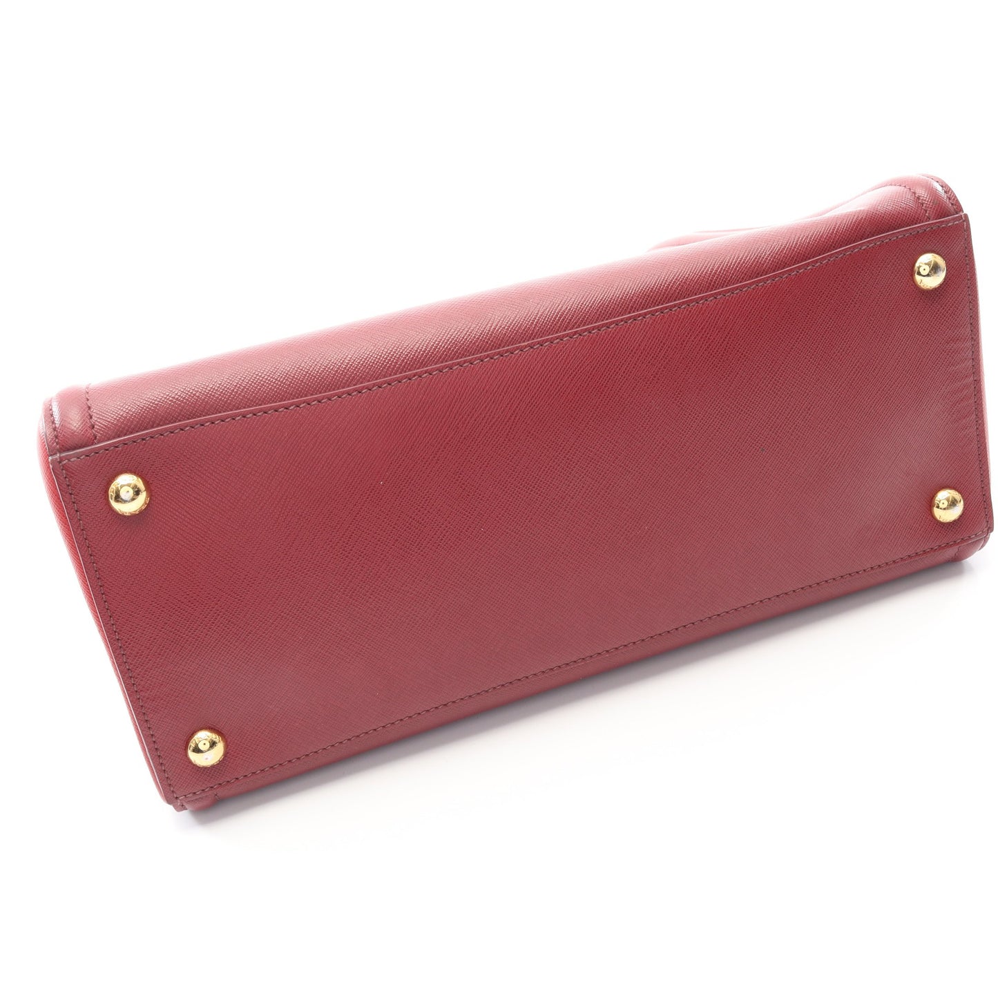 トライアングルロゴ ハンドバッグ サフィアーノレザー ボルドー レッド 2WAY プラダ バッグ PRADA