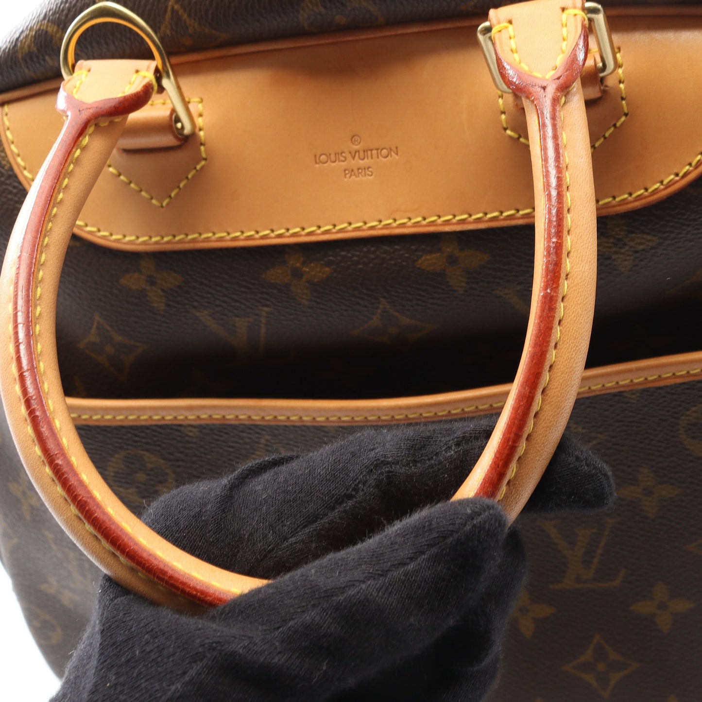 ドーヴィル ボーリングヴァニティ モノグラム ハンドバッグ PVC レザー ブラウン ルイヴィトン バッグ LOUIS VUITTON