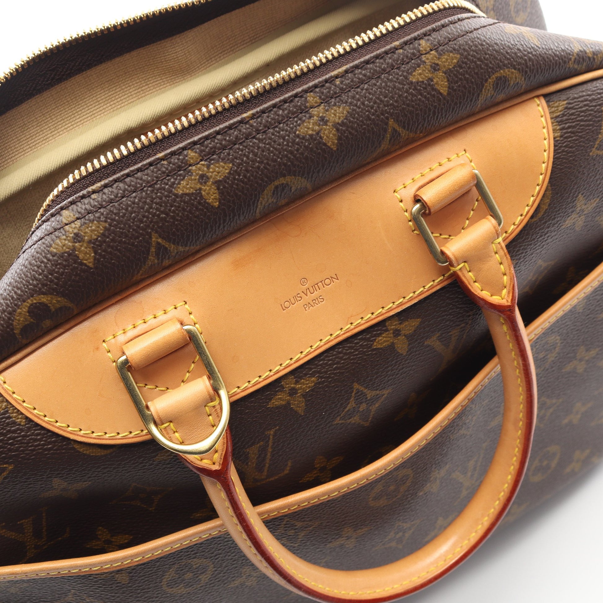 ドーヴィル ボーリングヴァニティ モノグラム ハンドバッグ PVC レザー ブラウン ルイヴィトン バッグ LOUIS VUITTON