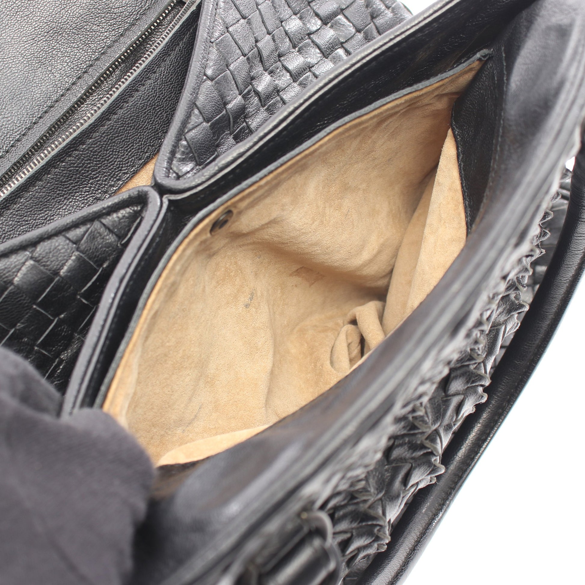 イントレチャート ハンドバッグ レザー ブラック ボッテガヴェネタ バッグ BOTTEGA VENETA