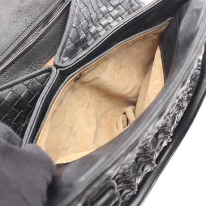 イントレチャート ハンドバッグ レザー ブラック ボッテガヴェネタ バッグ BOTTEGA VENETA