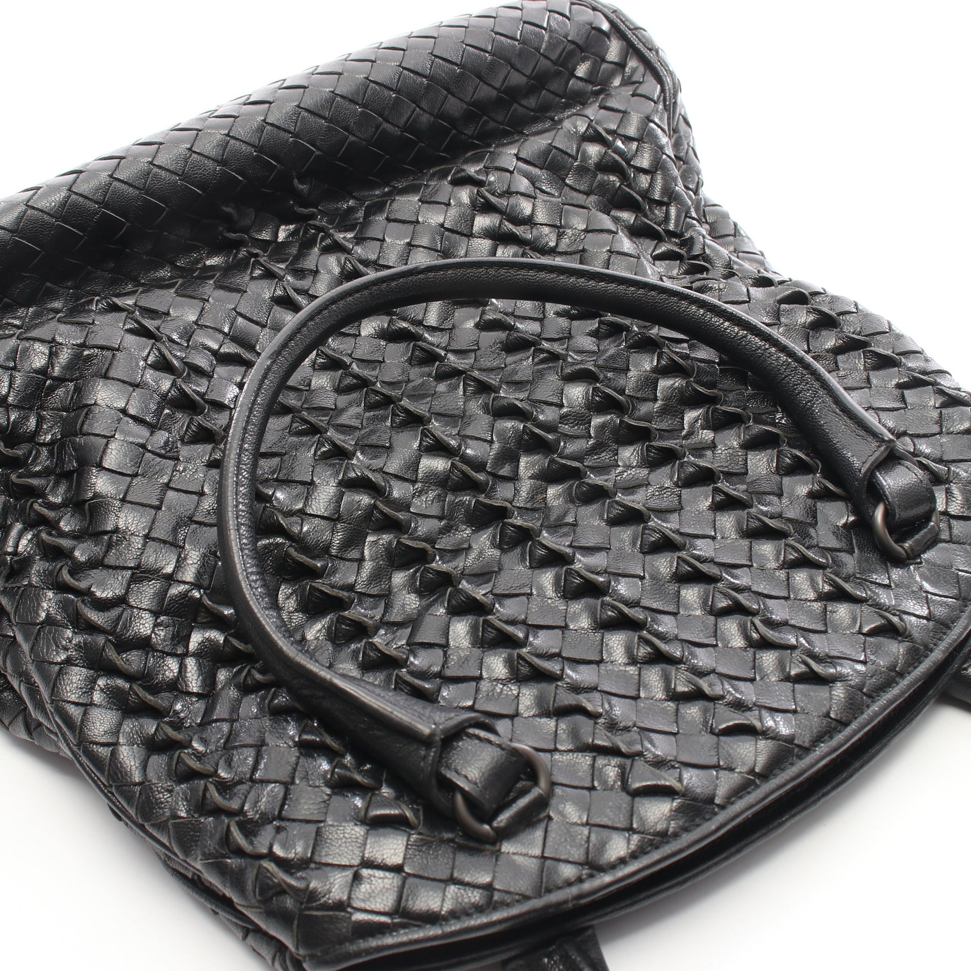 イントレチャート ハンドバッグ レザー ブラック ボッテガヴェネタ バッグ BOTTEGA VENETA