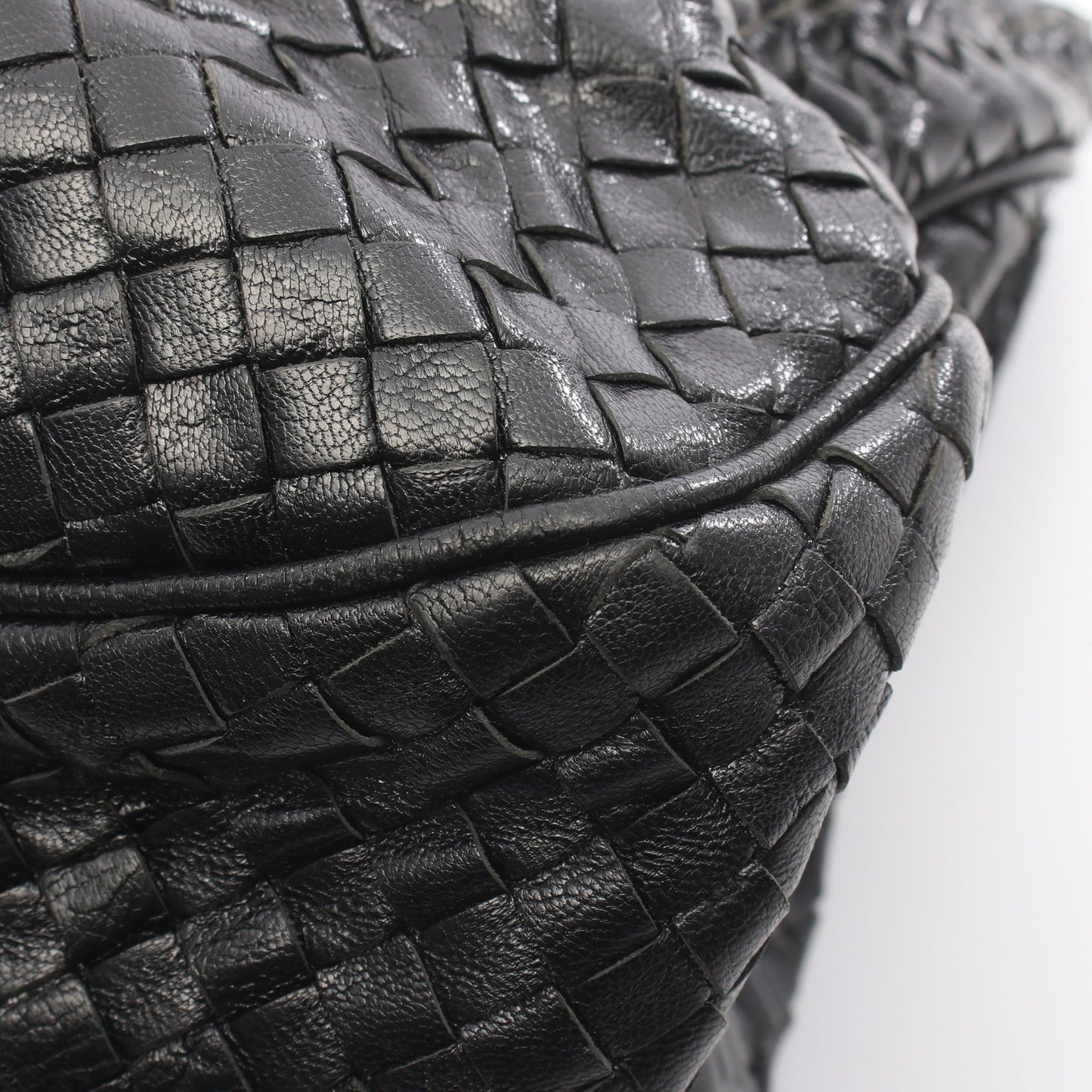 イントレチャート ハンドバッグ レザー ブラック ボッテガヴェネタ バッグ BOTTEGA VENETA