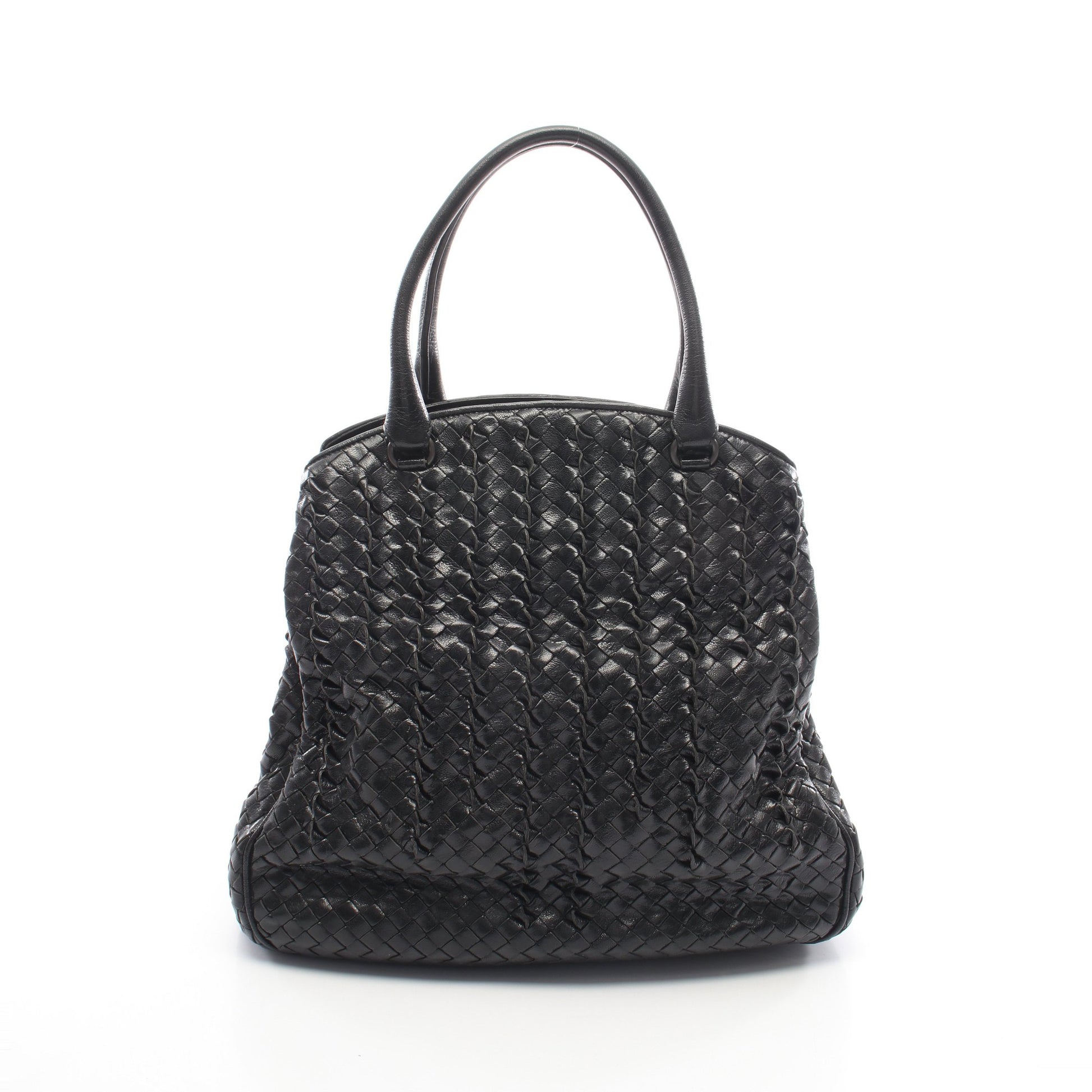 イントレチャート ハンドバッグ レザー ブラック ボッテガヴェネタ バッグ BOTTEGA VENETA