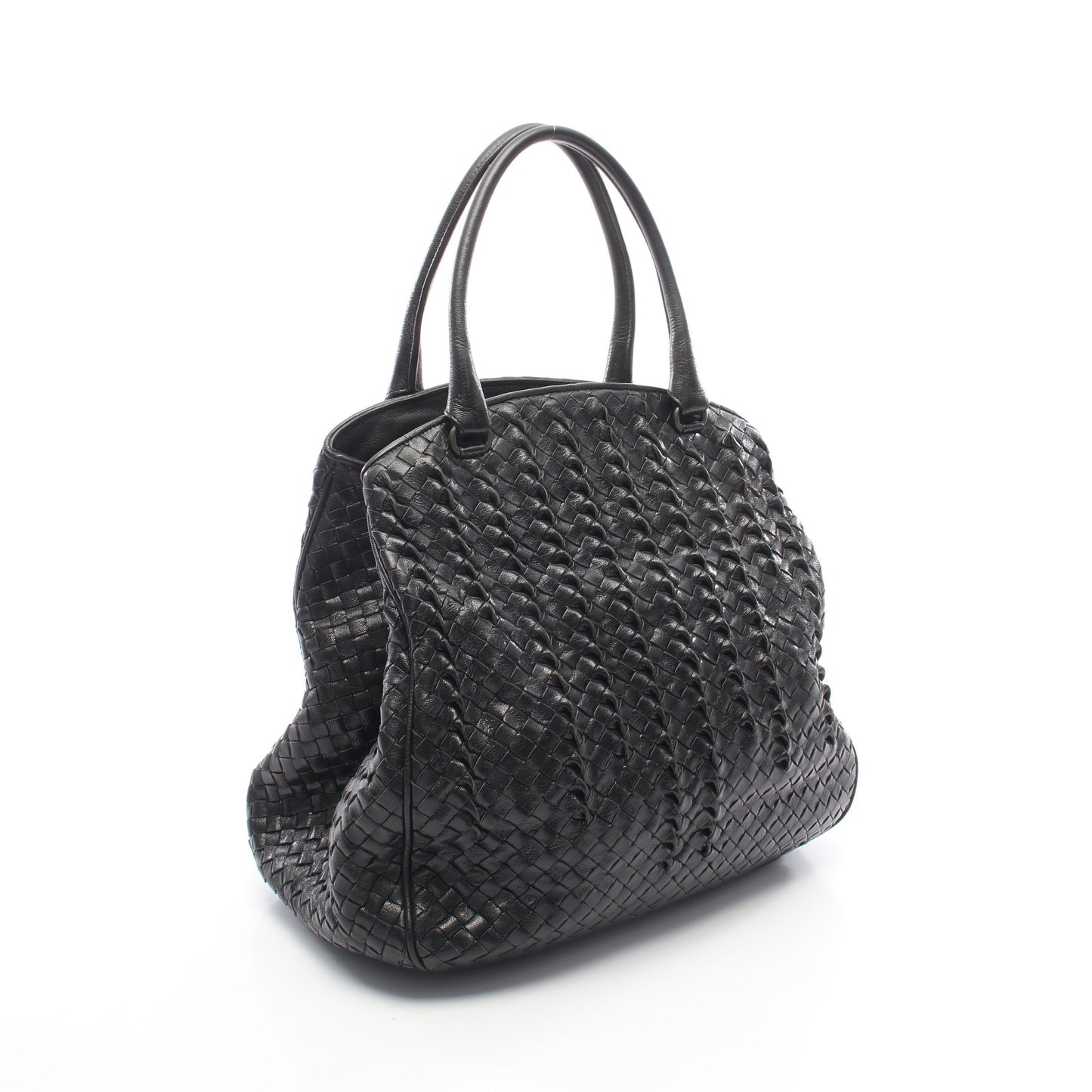 イントレチャート ハンドバッグ レザー ブラック ボッテガヴェネタ バッグ BOTTEGA VENETA