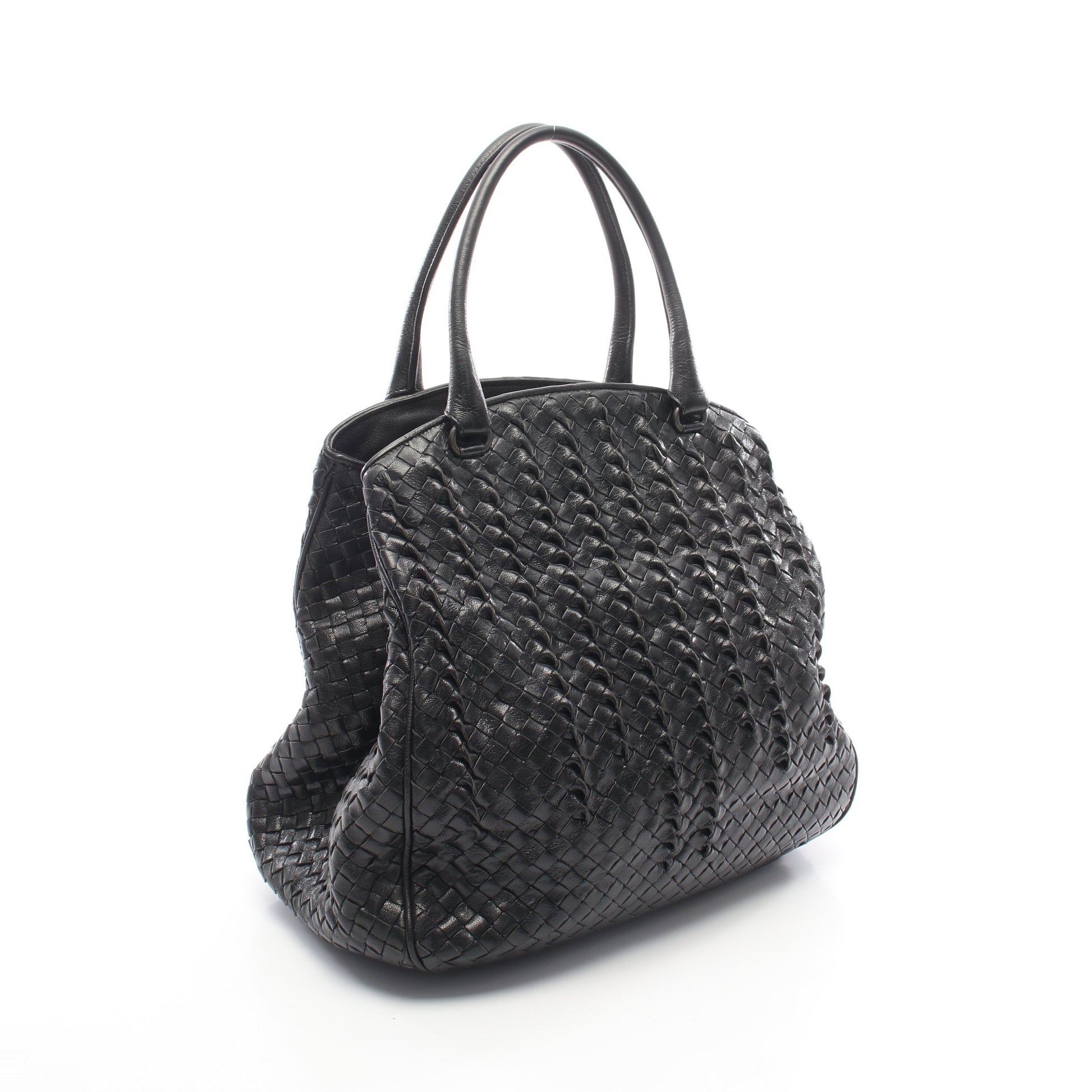 イントレチャート ハンドバッグ レザー ブラック ボッテガヴェネタ バッグ BOTTEGA VENETA