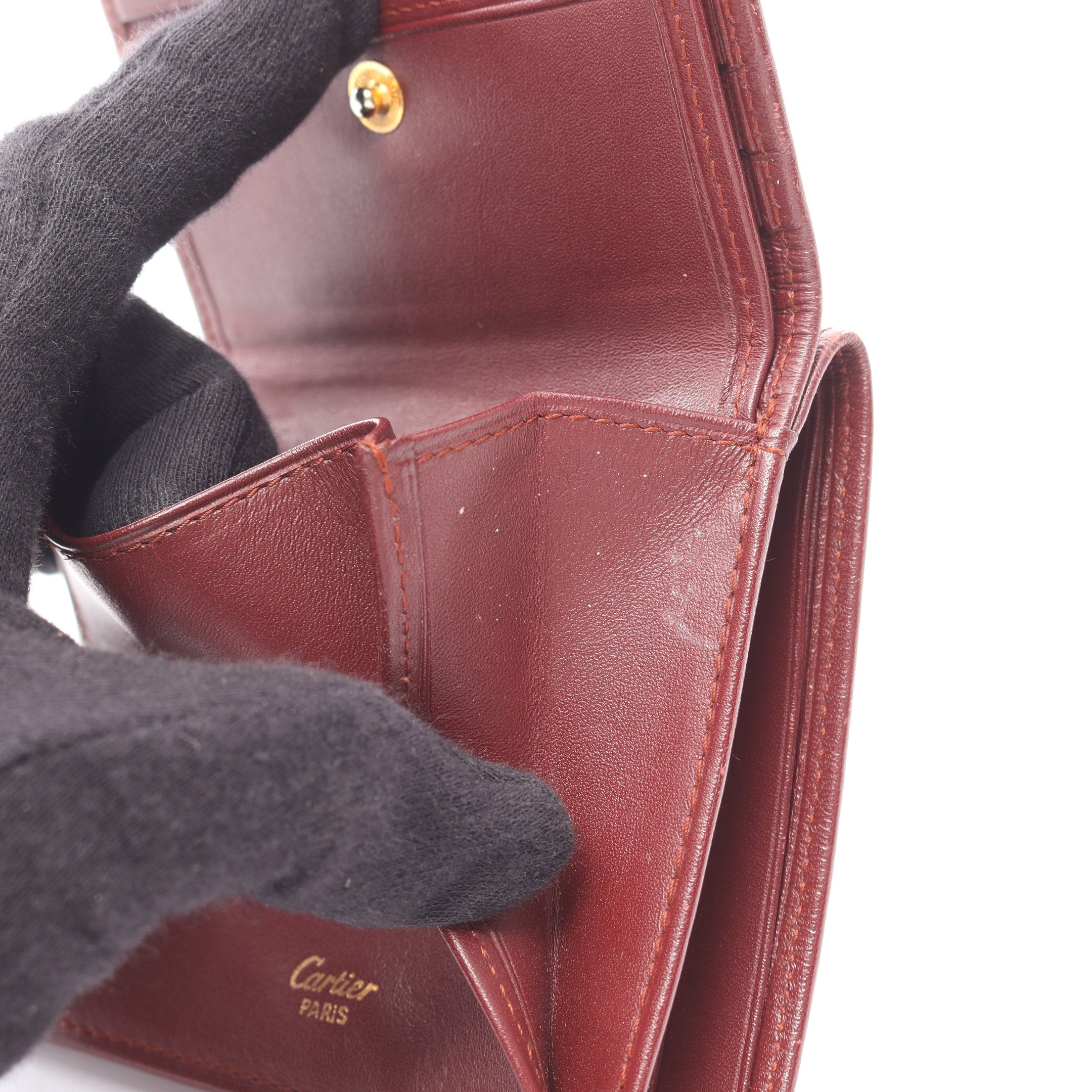 マストライン Wホック財布 レザー ボルドー カルティエ – RECLO