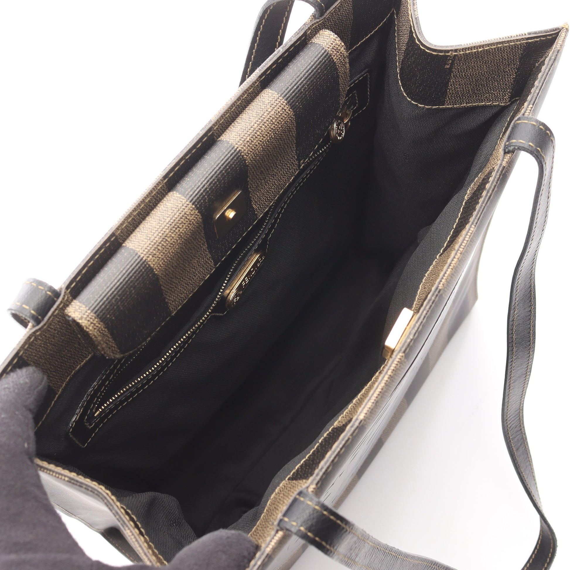 ペカン ショルダーバッグ トートバッグ PVC レザー ダークブラウン ブラック フェンディ バッグ FENDI