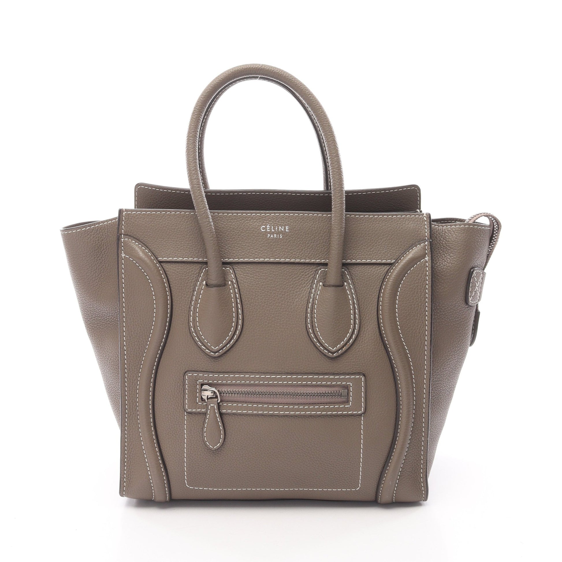 ラゲージ マイクロショッパー ハンドバッグ トートバッグ レザー グレーブラウン セリーヌ バッグ CELINE