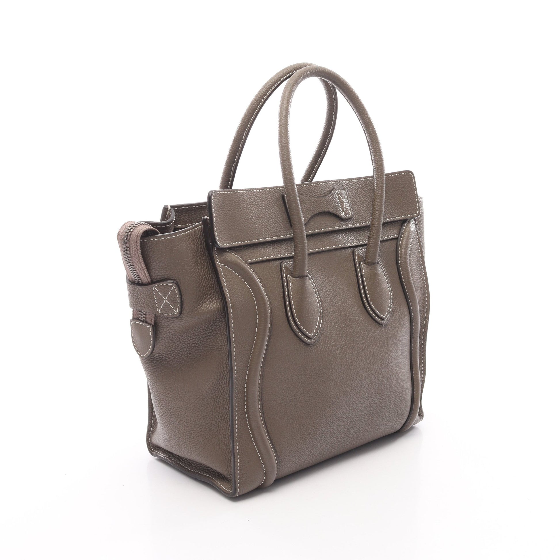ラゲージ マイクロショッパー ハンドバッグ トートバッグ レザー グレーブラウン セリーヌ バッグ CELINE