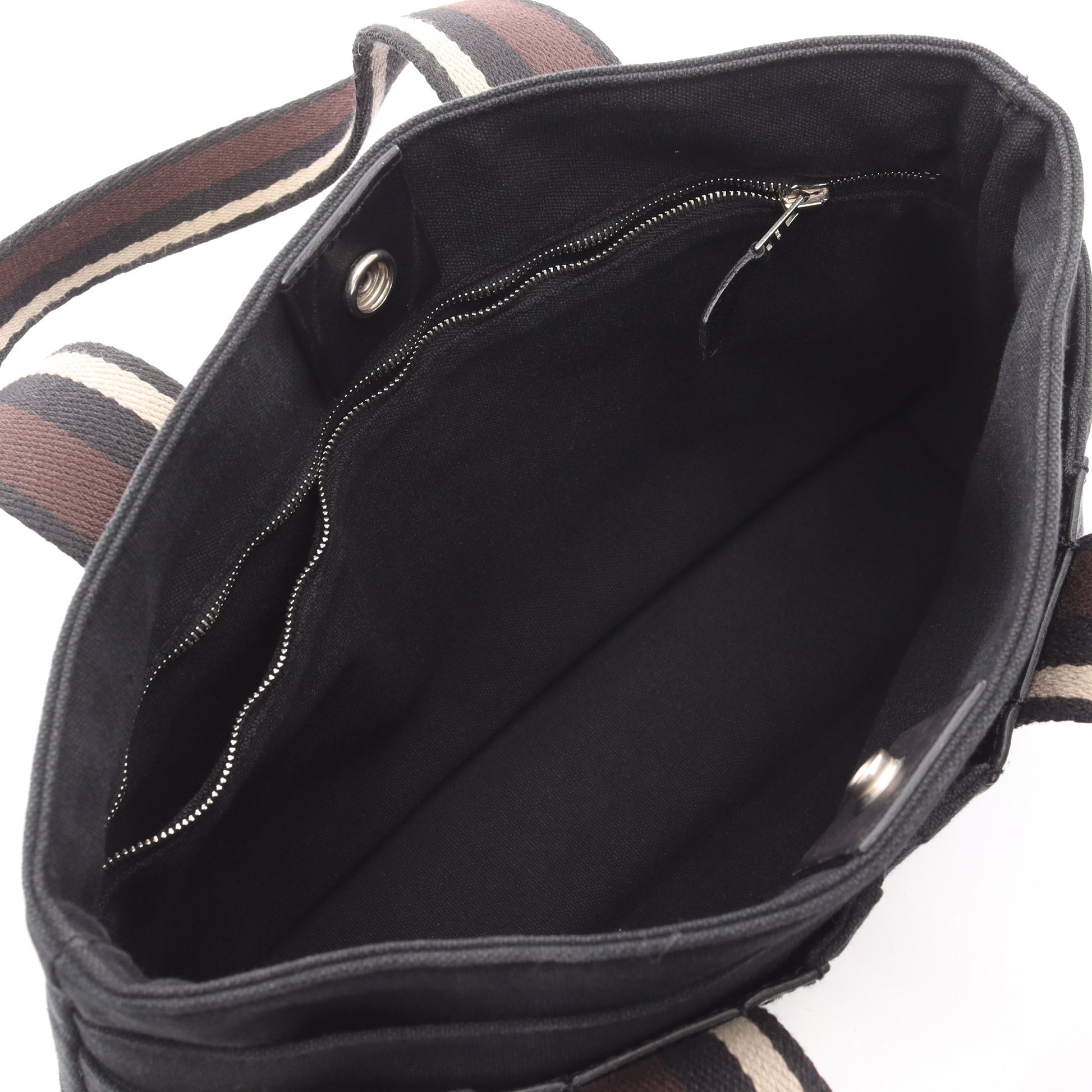 トロカホリゾンタルPM ハンドバッグ トートバッグ キャンバス レザー ブラック ダークブラウン シルバー金具 エルメス バッグ HERMES