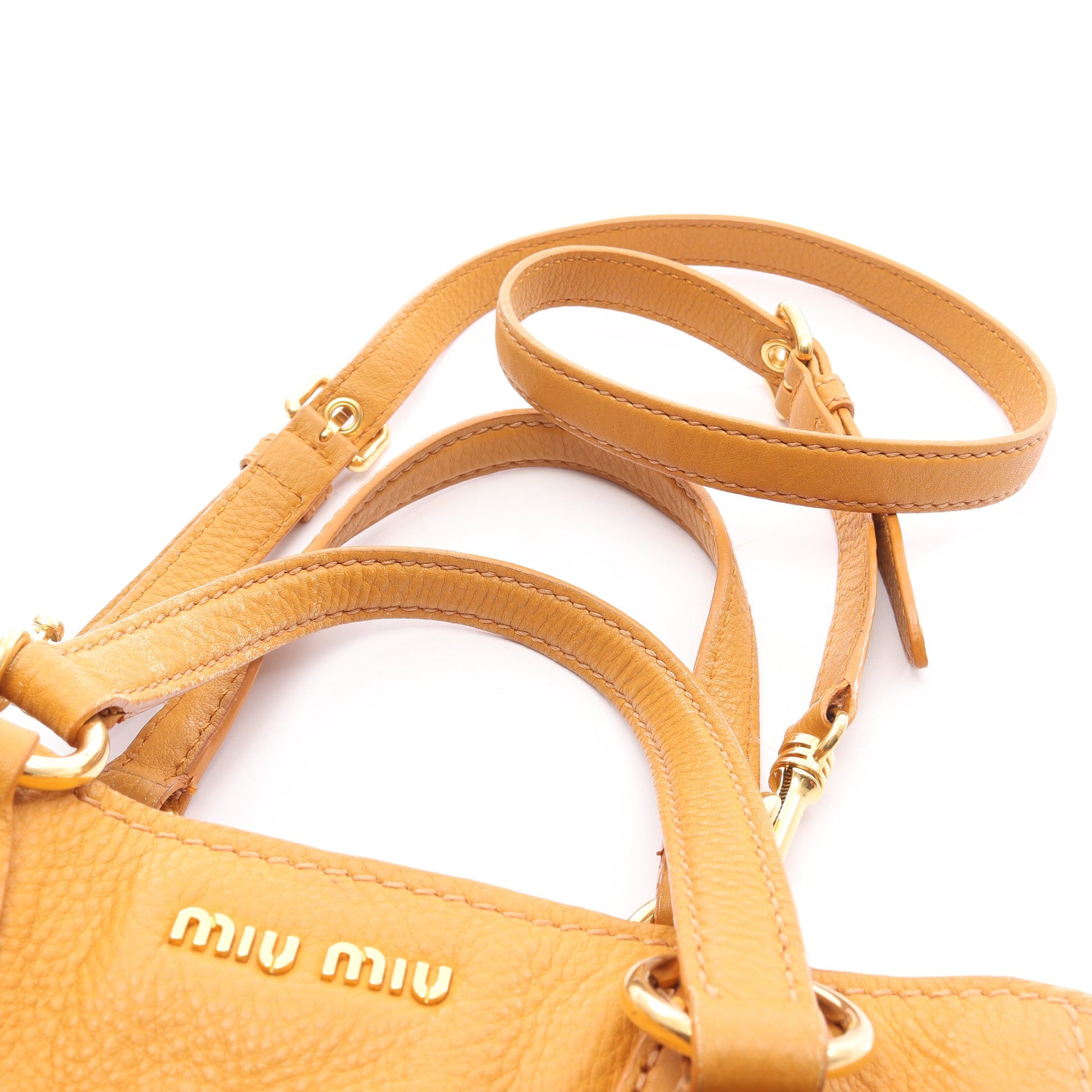 VITELLO CARIBU ヴィッテロカリブ ハンドバッグ レザー イエロー 2WAY ミュウミュウ バッグ miu miu