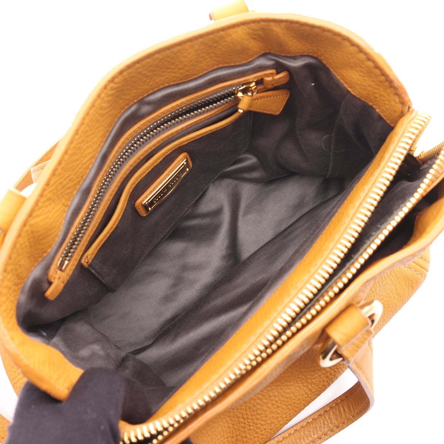 VITELLO CARIBU ヴィッテロカリブ ハンドバッグ レザー イエロー 2WAY ミュウミュウ バッグ miu miu