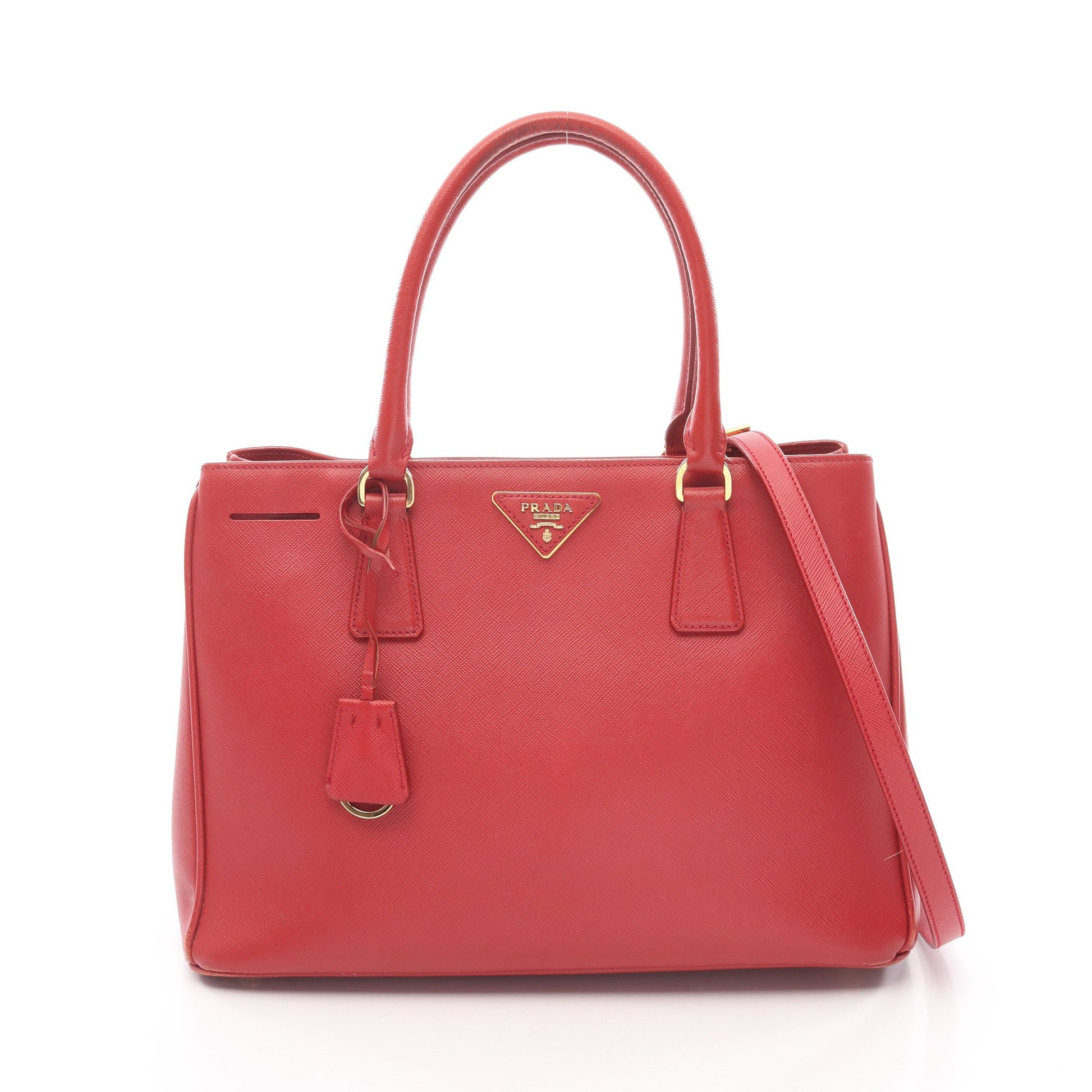 SAFFIANO ガレリア ハンドバッグ サフィアーノレザー レッド 2WAY プラダ バッグ PRADA