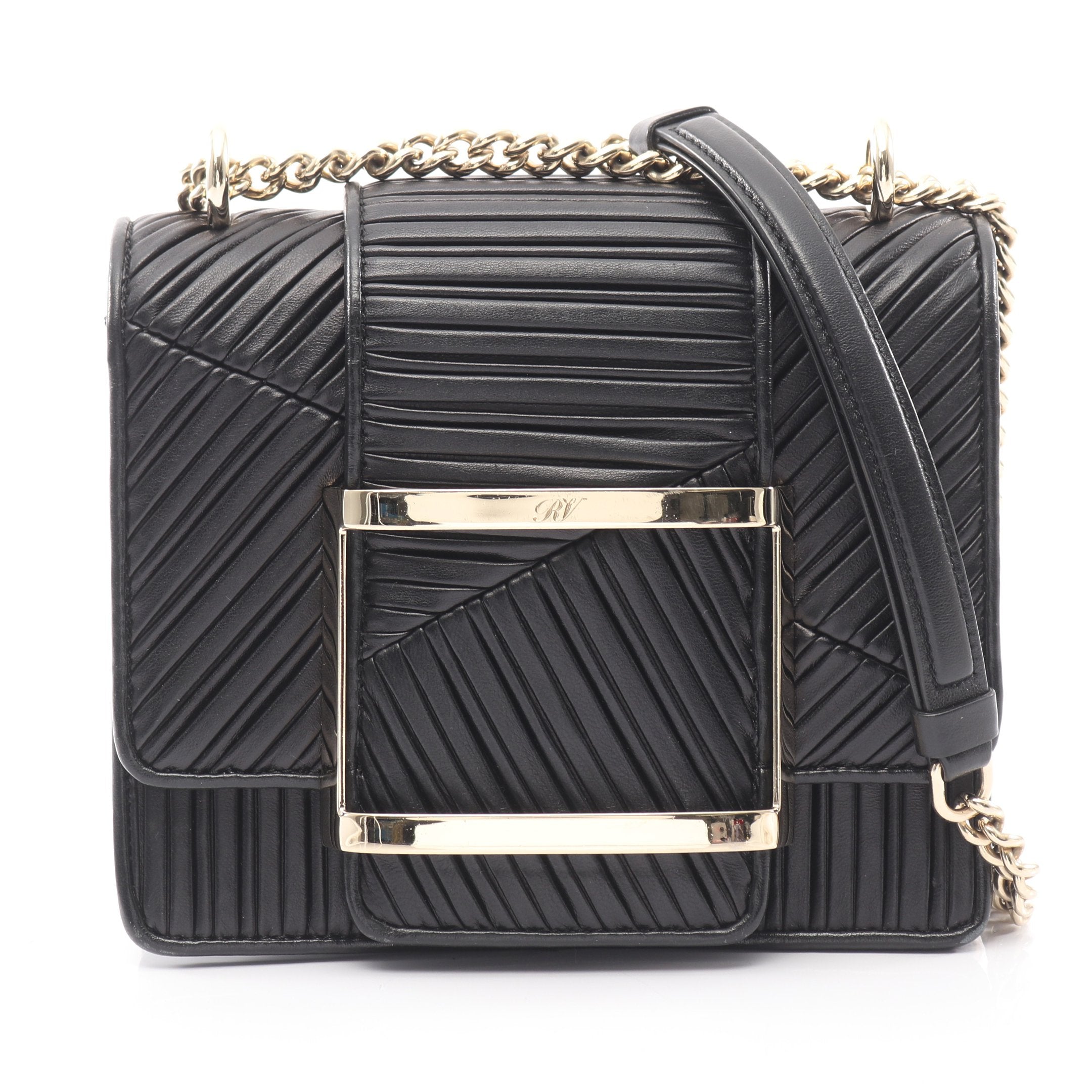 トレヴィヴィエ チェーンショルダーバッグ レザー ブラック ロジェ