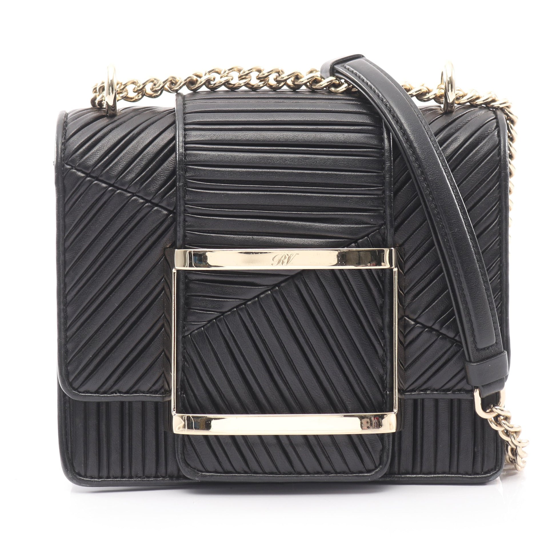 トレヴィヴィエ チェーンショルダーバッグ レザー ブラック ロジェヴィヴィエ バッグ Roger Vivier