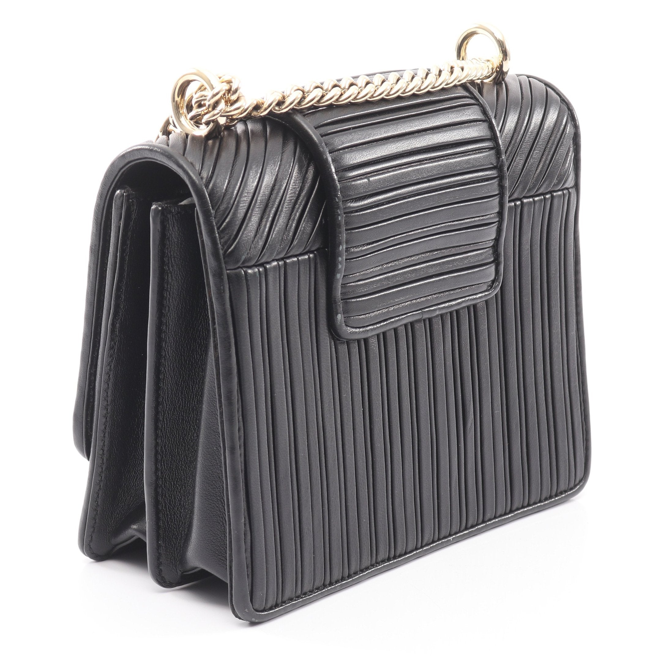 トレヴィヴィエ チェーンショルダーバッグ レザー ブラック ロジェ