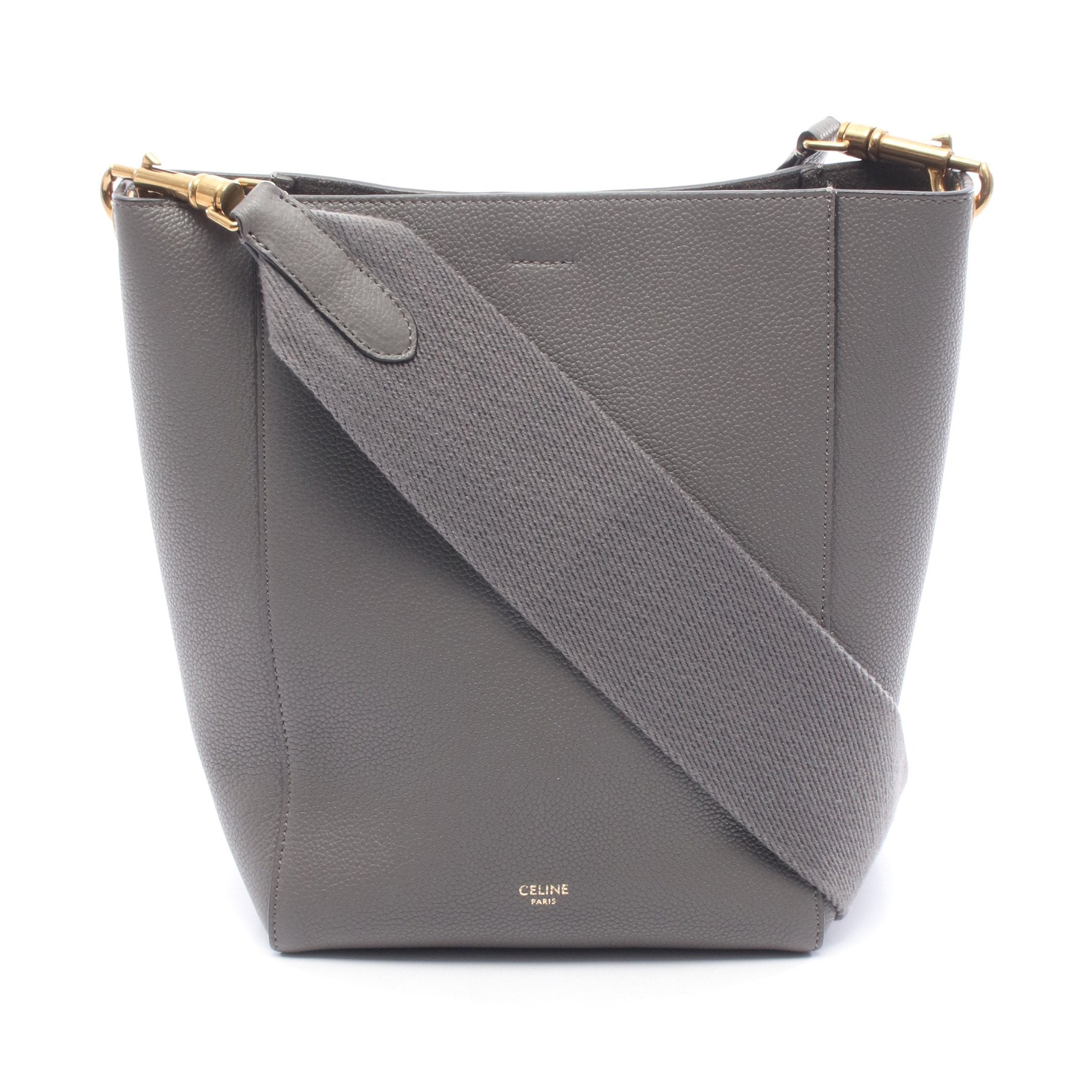 サングル バケット スモール ショルダーバッグ レザー グレー セリーヌ