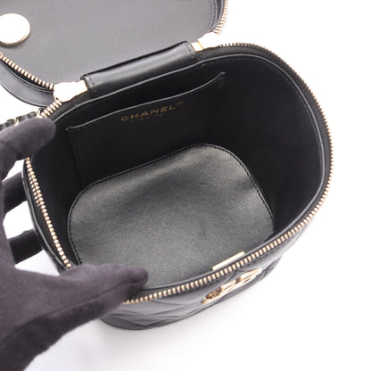 トレンディCC バニティバッグ チェーンショルダーバッグ ラムスキン ブラック ゴールド金具 シャネル バッグ CHANEL
