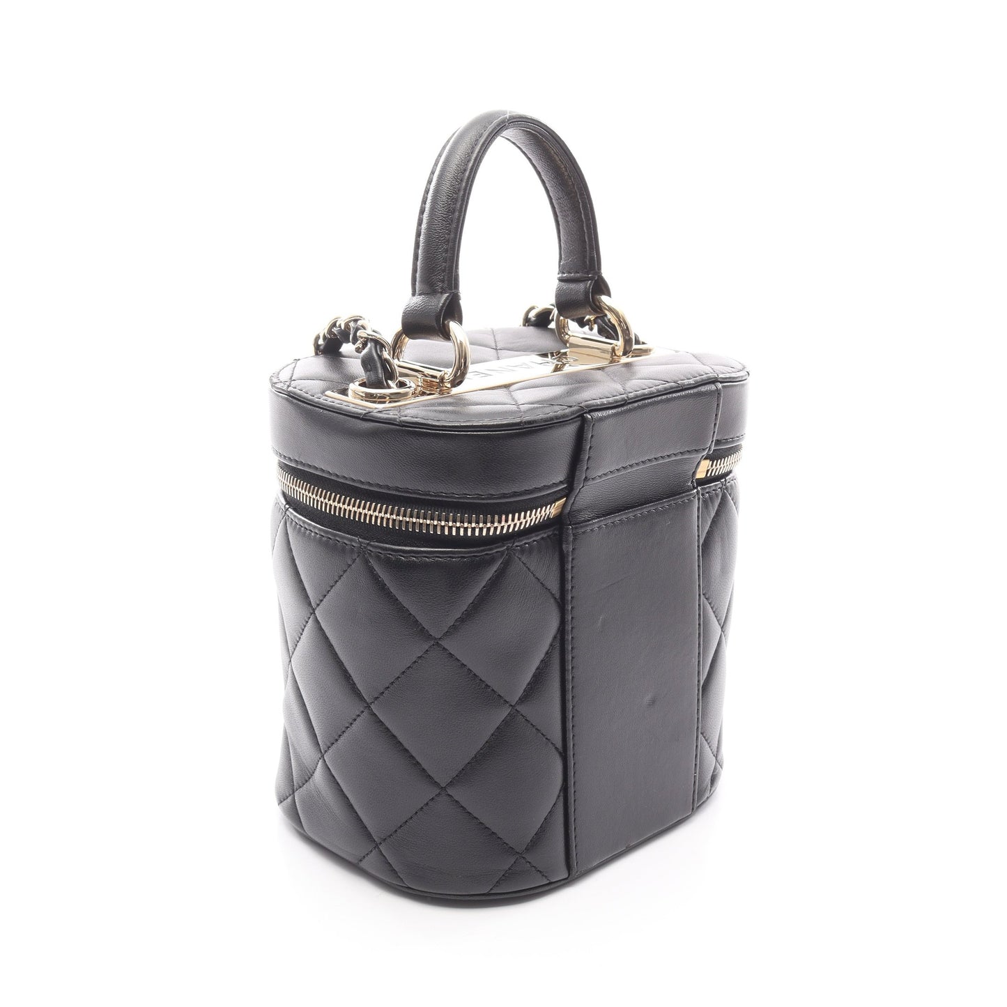 トレンディCC バニティバッグ チェーンショルダーバッグ ラムスキン ブラック ゴールド金具 シャネル バッグ CHANEL