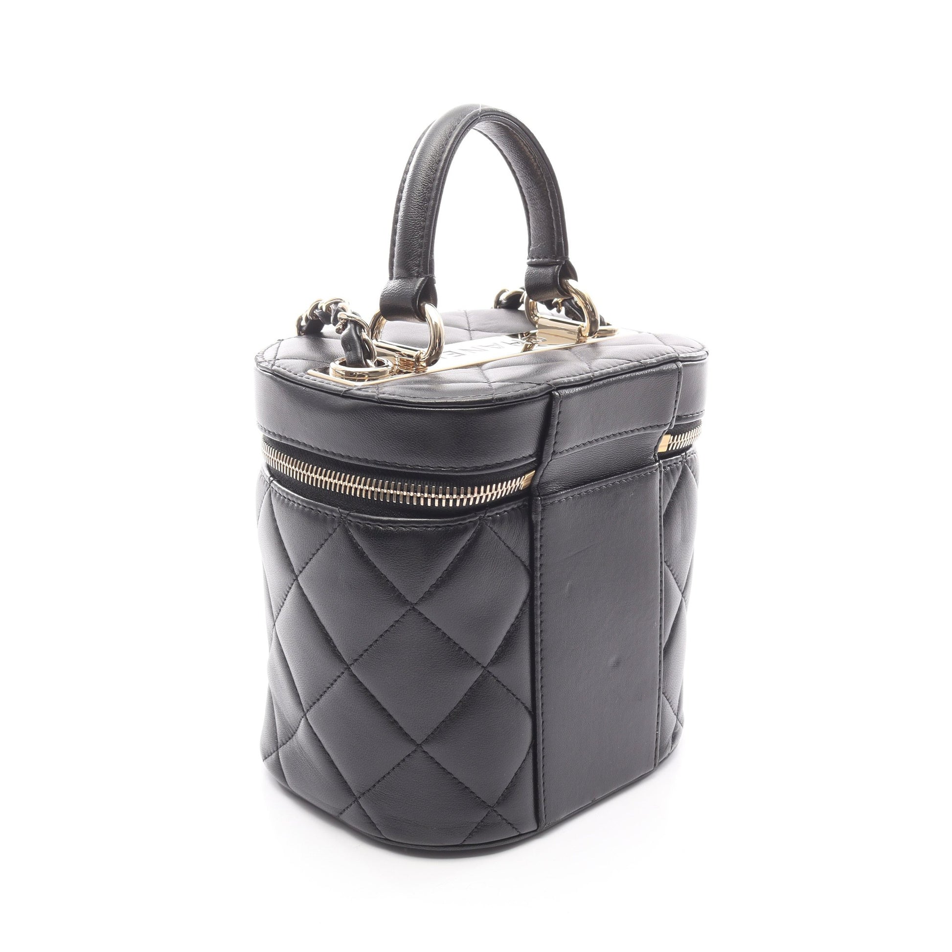 トレンディCC バニティバッグ チェーンショルダーバッグ ラムスキン ブラック ゴールド金具 シャネル バッグ CHANEL