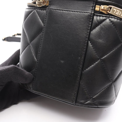 トレンディCC バニティバッグ チェーンショルダーバッグ ラムスキン ブラック ゴールド金具 シャネル バッグ CHANEL