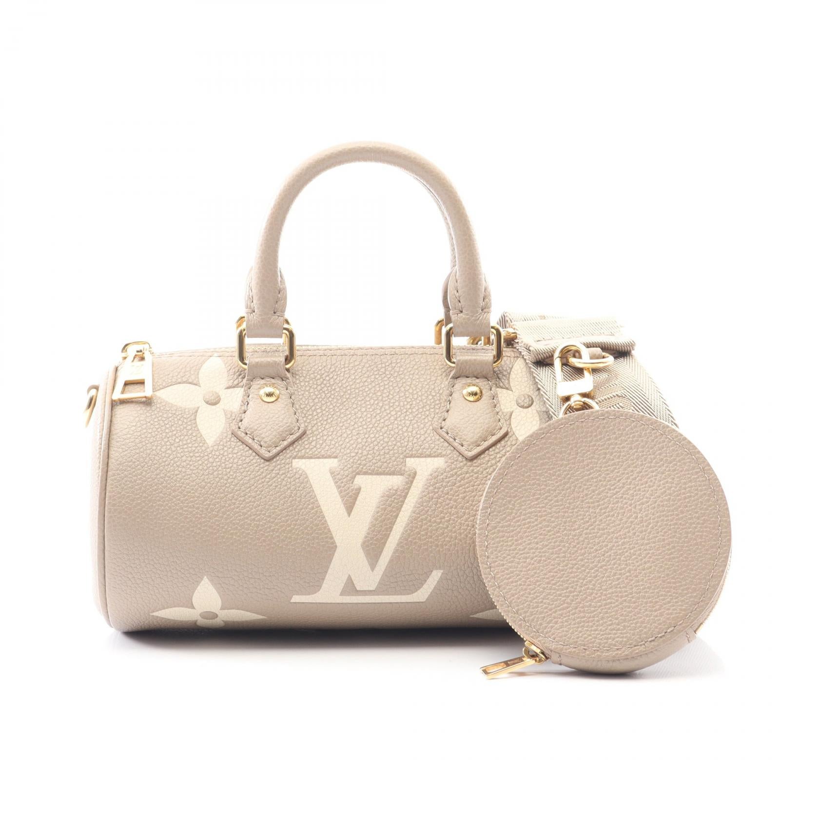 パピヨンBB バイカラー モノグラムアンプラント ハンドバッグ レザー グレーベージュ ベージュ 2WAY ルイヴィトン バッグ LOUIS VUITTON