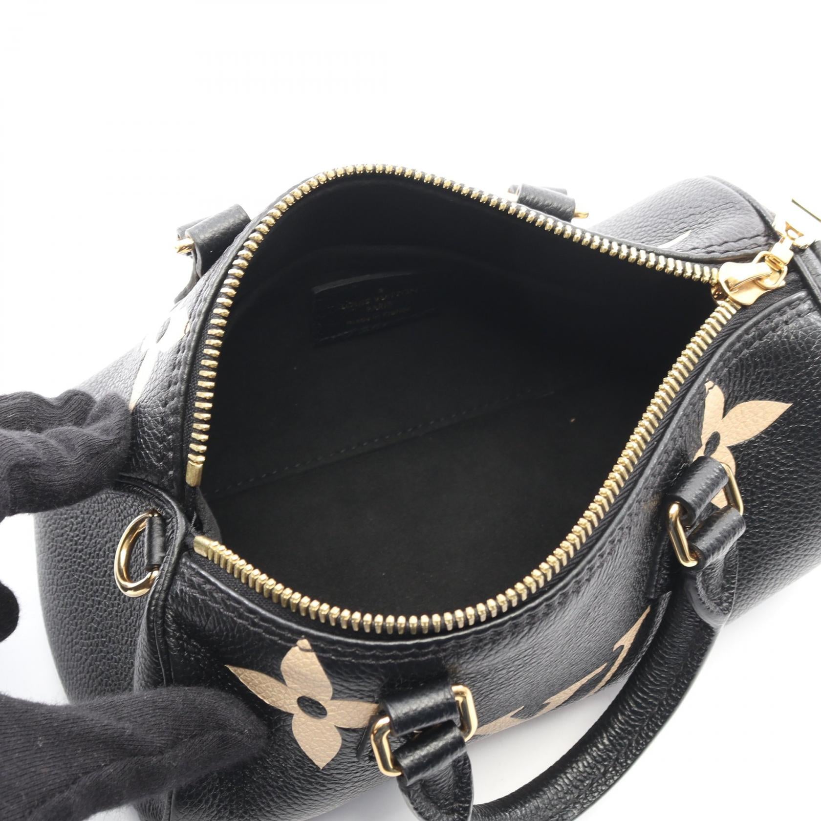パピヨンBB バイカラー モノグラムアンプラント ハンドバッグ レザー ブラック ベージュ 2WAY ルイヴィトン バッグ LOUIS VUITTON