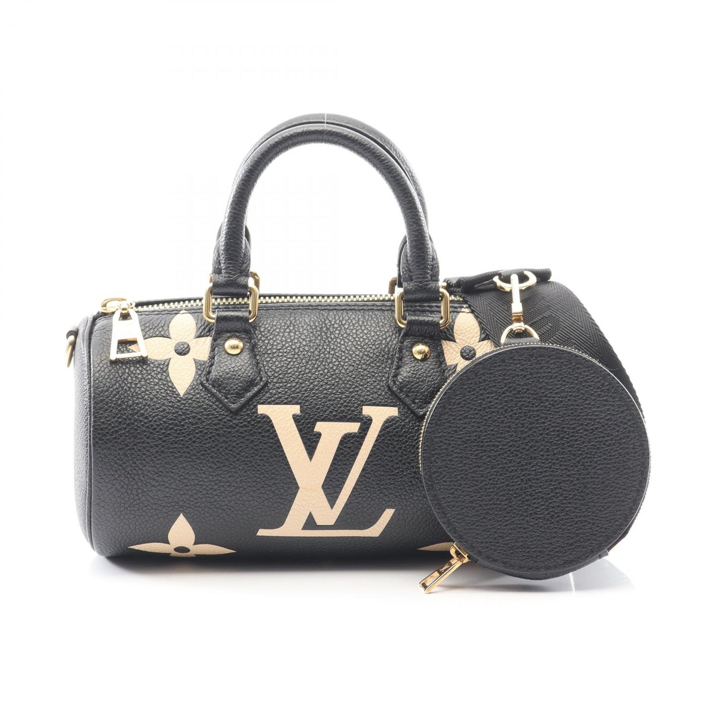 パピヨンBB バイカラー モノグラムアンプラント ハンドバッグ レザー ブラック ベージュ 2WAY ルイヴィトン バッグ LOUIS VUITTON