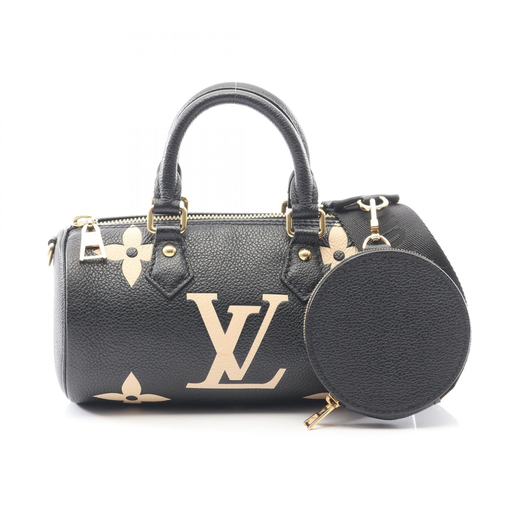 パピヨンBB バイカラー モノグラムアンプラント ハンドバッグ レザー ブラック ベージュ 2WAY ルイヴィトン バッグ LOUIS VUITTON