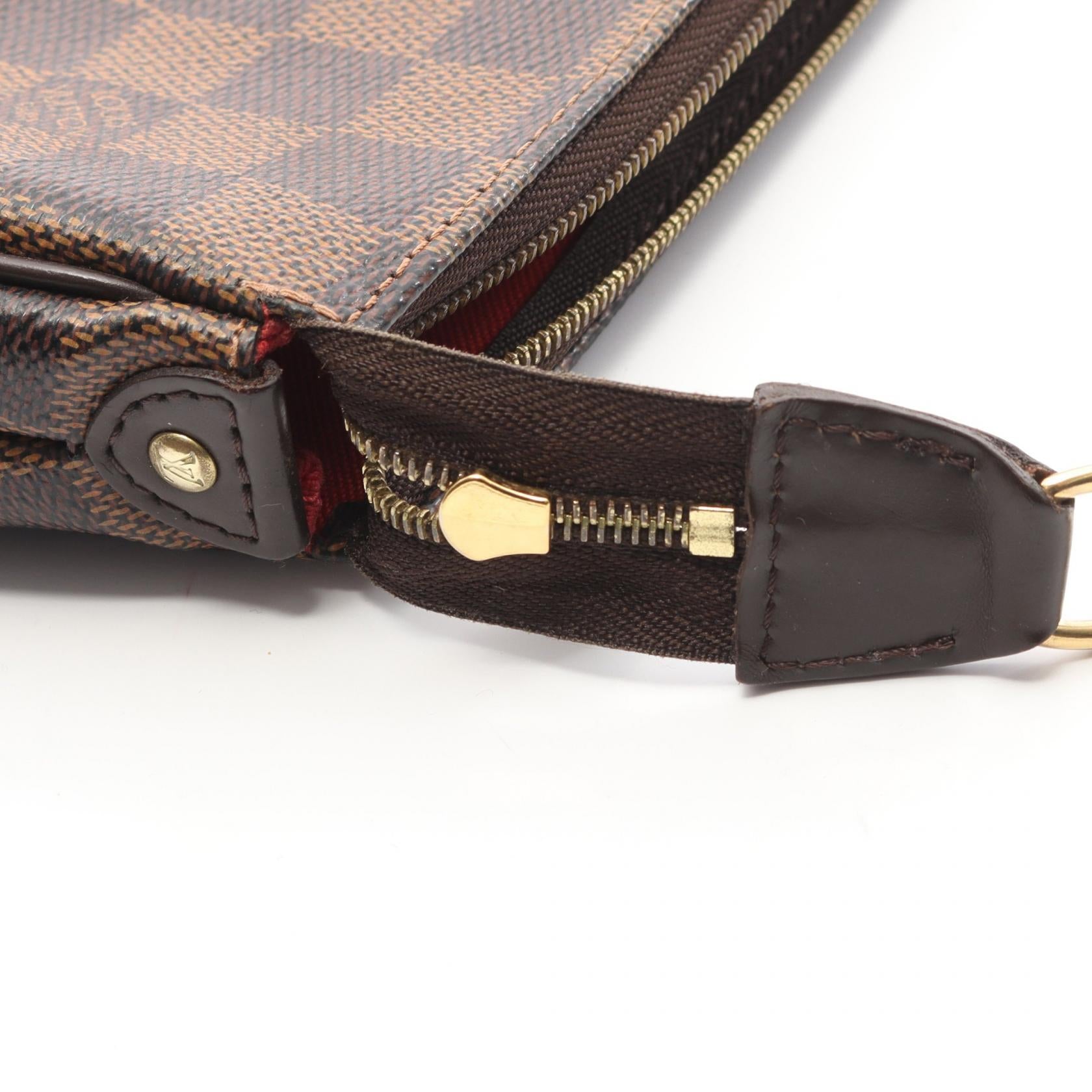 エヴァ ダミエエベヌ チェーンハンドバッグ PVC レザー ブラウン 2WAY ルイヴィトン バッグ LOUIS VUITTON