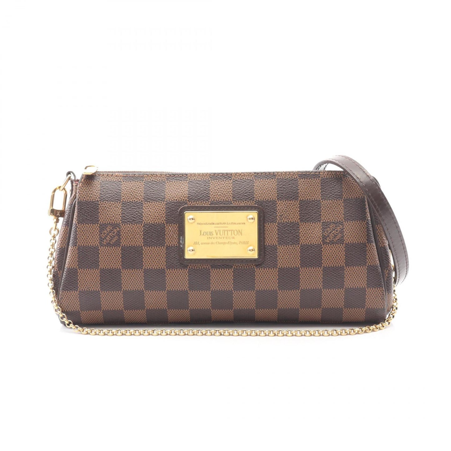 エヴァ ダミエエベヌ チェーンハンドバッグ PVC レザー ブラウン 2WAY ルイヴィトン バッグ LOUIS VUITTON