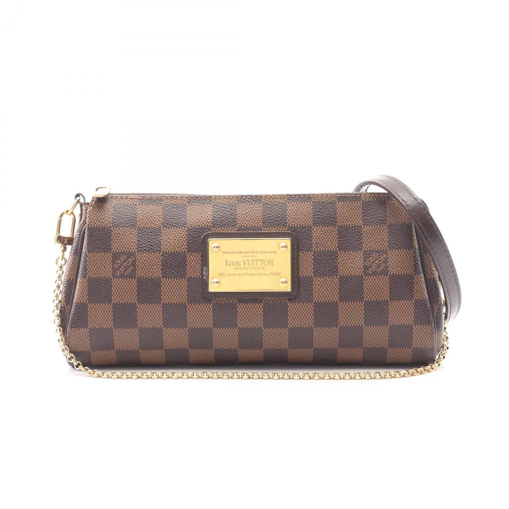 エヴァ ダミエエベヌ チェーンハンドバッグ PVC レザー ブラウン 2WAY ルイヴィトン バッグ LOUIS VUITTON
