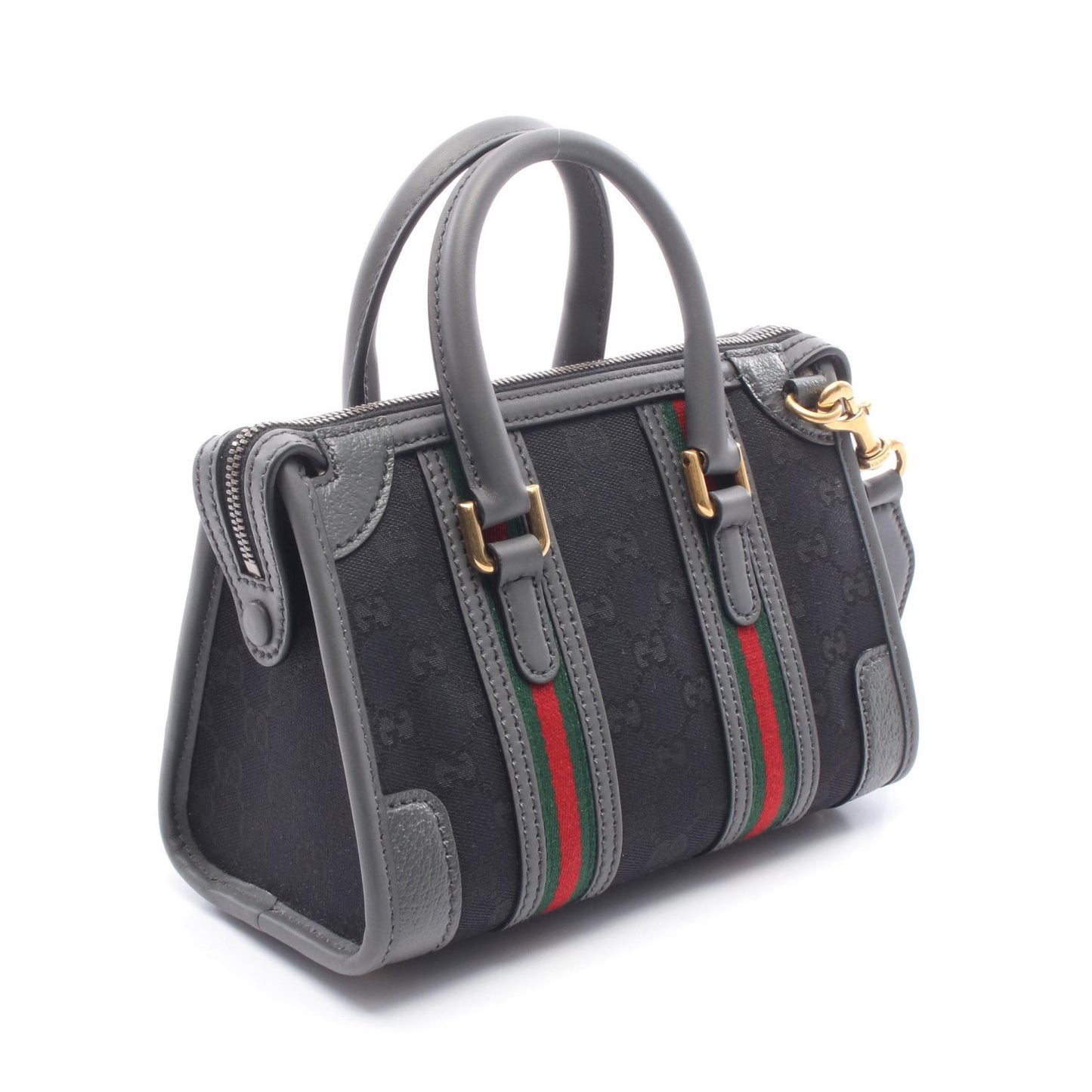 オフィディア GGキャンバス ハンドバッグ キャンバス レザー ブラック グレー 2WAY グッチ バッグ GUCCI