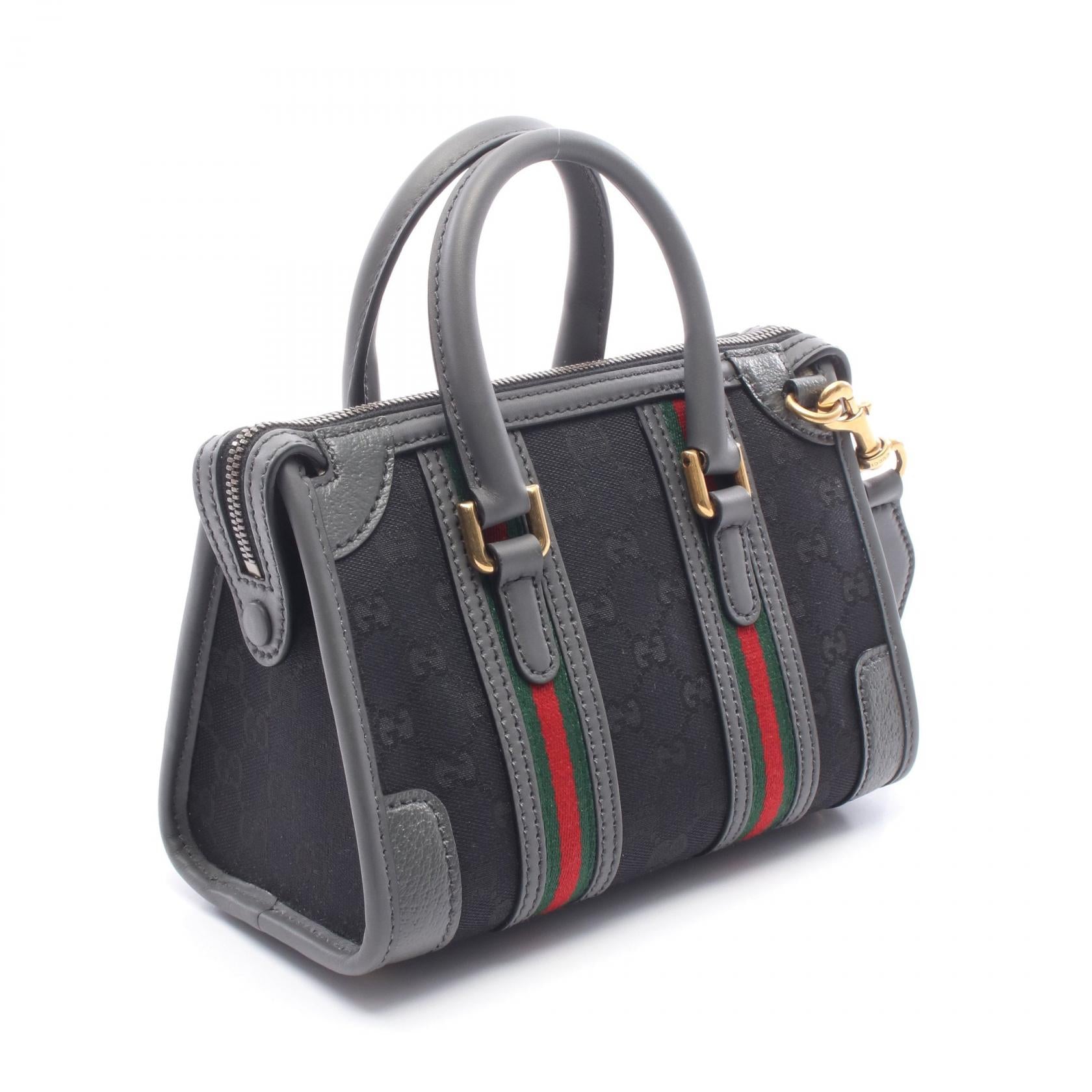 オフィディア GGキャンバス ハンドバッグ キャンバス レザー ブラック グレー 2WAY グッチ バッグ GUCCI