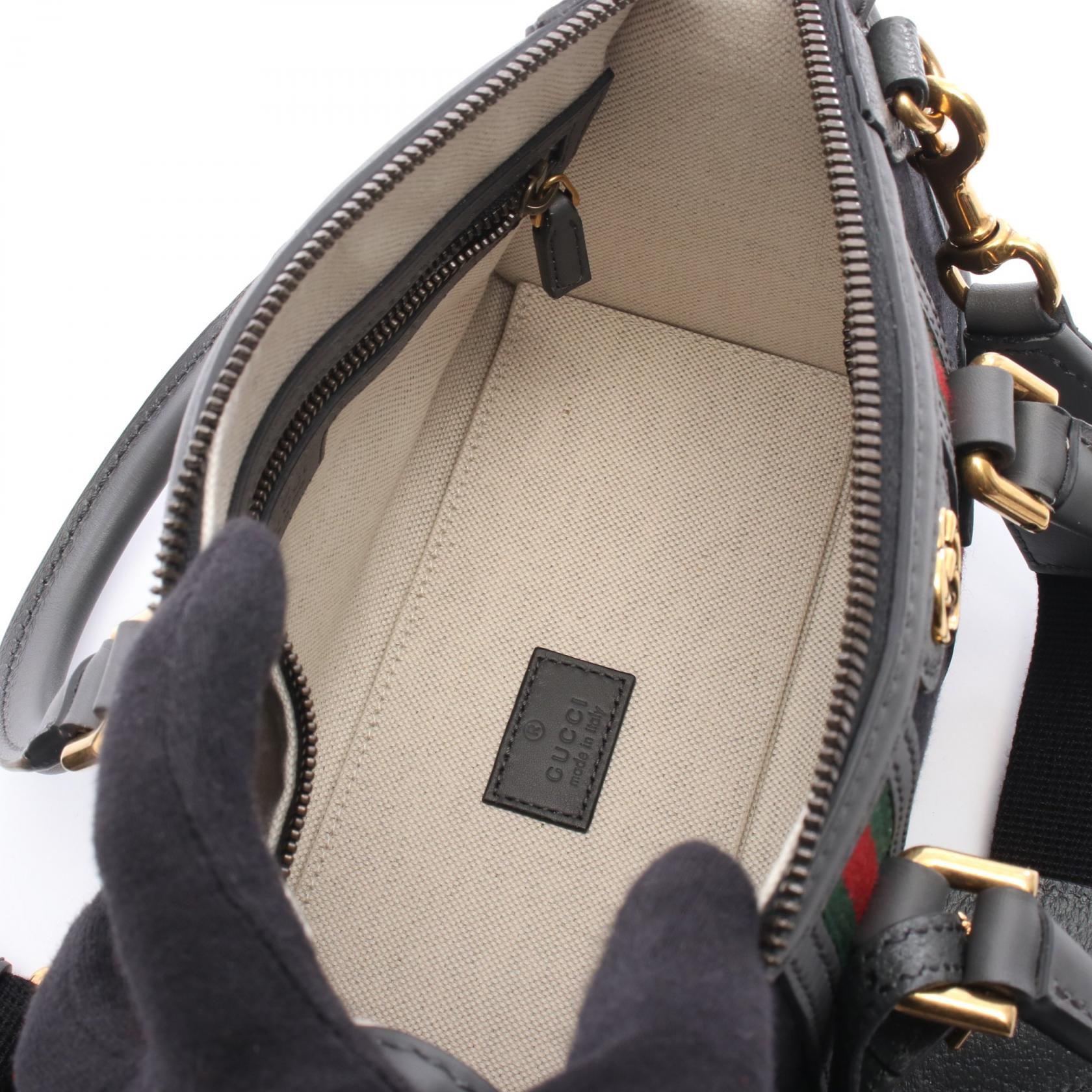 オフィディア GGキャンバス ハンドバッグ キャンバス レザー ブラック グレー 2WAY グッチ バッグ GUCCI