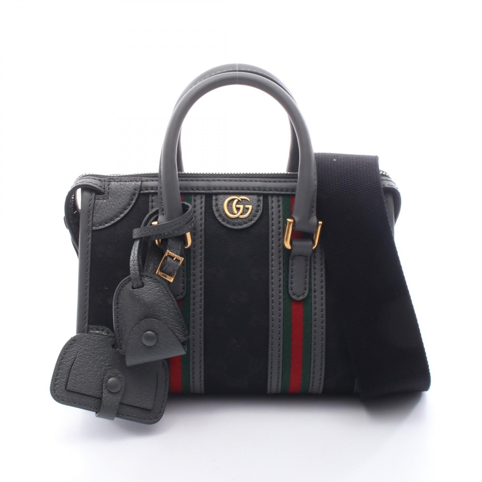オフィディア GGキャンバス ハンドバッグ キャンバス レザー ブラック グレー 2WAY グッチ バッグ GUCCI