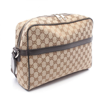 GGキャンバス ショルダーバッグ キャンバス レザー ベージュ ダークブラウン グッチ バッグ GUCCI