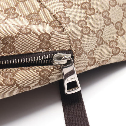 GGキャンバス バックパック リュックサック キャンバス レザー ベージュ ダークブラウン グッチ バッグ GUCCI