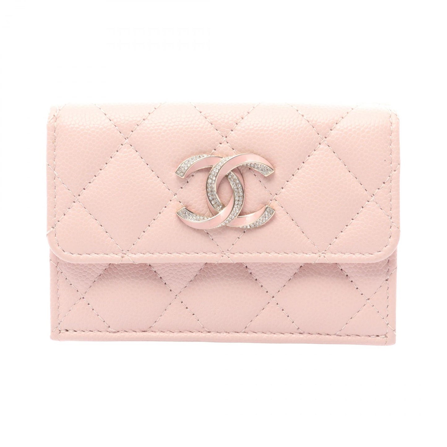 マトラッセ 三つ折り財布 キャビアスキン ライトピンク ゴールド金具 シャネル 財布・小物 CHANEL