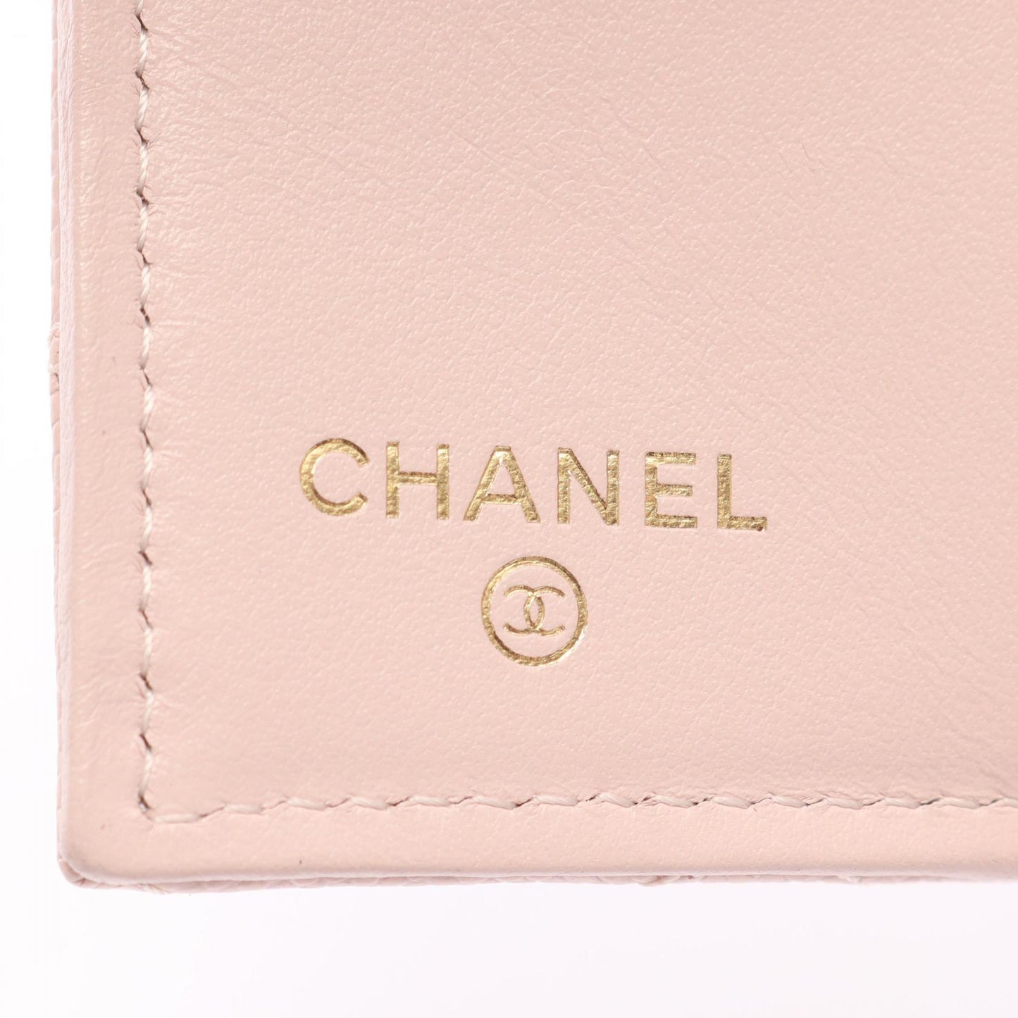 マトラッセ 三つ折り財布 キャビアスキン ライトピンク ゴールド金具 シャネル 財布・小物 CHANEL