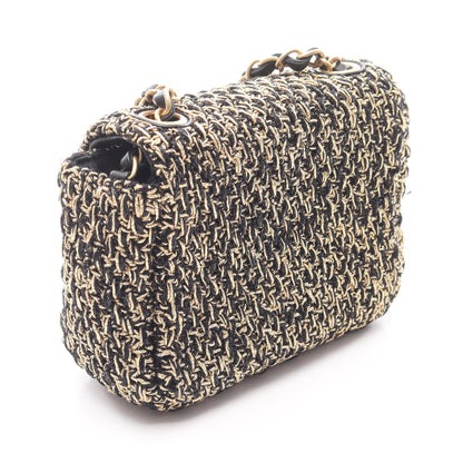 マトラッセ スモールフラップ チェーンショルダーバッグ ツイード ブラック ゴールド ゴールド金具 シャネル