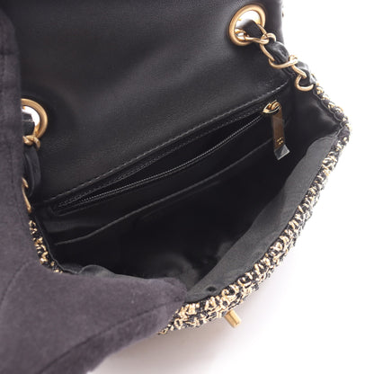 マトラッセ スモールフラップ チェーンショルダーバッグ ツイード ブラック ゴールド ゴールド金具 シャネル