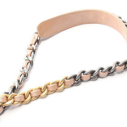 19 ディズヌフ マトラッセ チェーンショルダーバッグ ラムスキン ピンクベージュ コンビ金具 2WAY シャネル